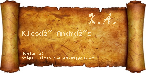 Klcsó András névjegykártya