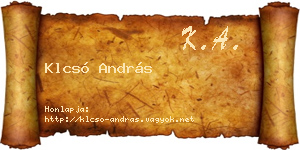 Klcsó András névjegykártya